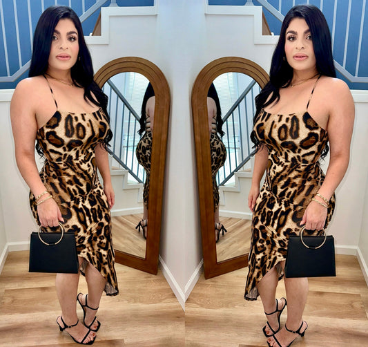 Leopard Bodycon Midi Dress